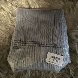 Baby Blue Crewneck Batwing Oversized Knit Casual Pullover